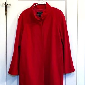Vintage Sigrid Olsen long wool button front jacket blazer red lined size 14